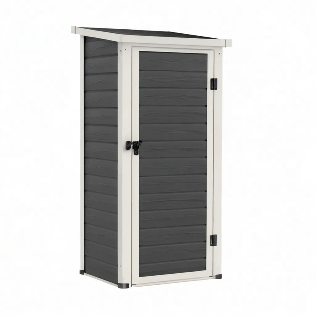 Domek ogrodowy, Szafka ogrodowa Szafka na sprzęt 87 x 46 x 179 cm WPC Aluminium Prostokątny antracyt biały