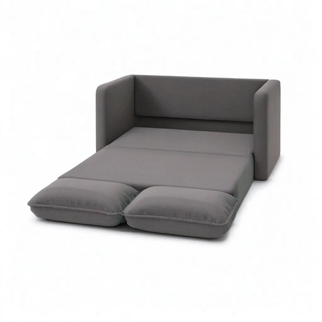 Sofa, Wytłaczalny fotel jednoosobowy z tapicerką poliestrową prostokątna ciemny szary 100 x 190 x 62 cm