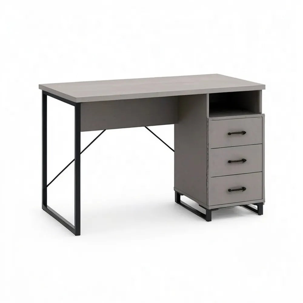 Biurko z szufladami 120 x 60 x 75 cm szary / czarny z płytą MDF i metalową ramą