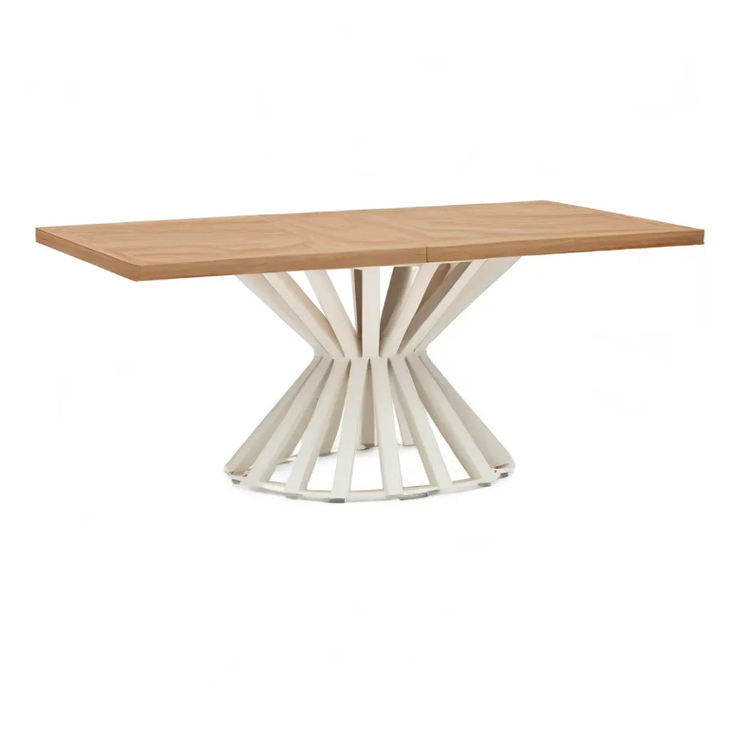 Stół do jadalni, Prostokątny stół jadalny 200 x 100 x 76 cm MDF ocynkowany górny dęb centrum nóżki biała stal