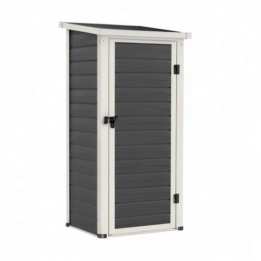 Domek ogrodowy, Szafka ogrodowa Szafka na sprzęt 87 x 46 x 179 cm WPC Aluminium Prostokątny antracyt biały