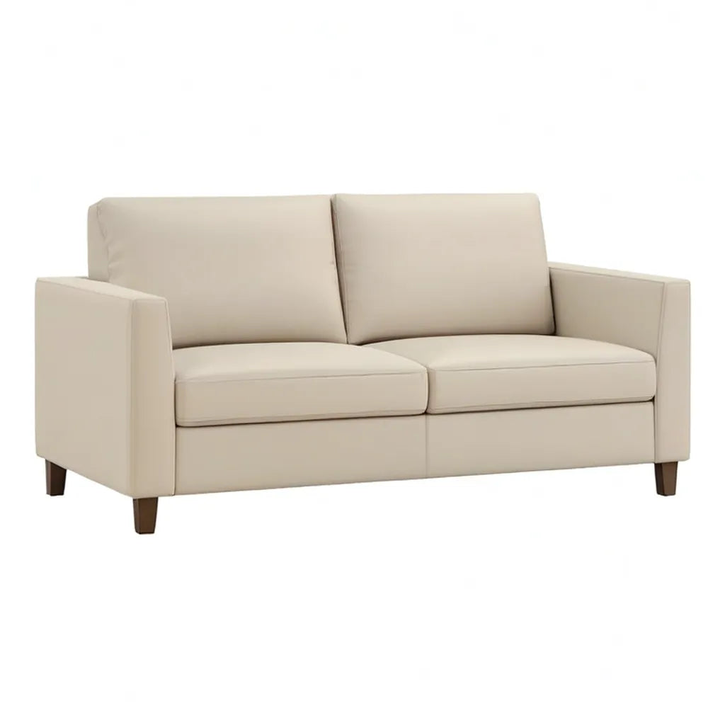 sofa 2-osobowa sztuczna skóra PU prostokątna krem 150 x 85 x 85 cm