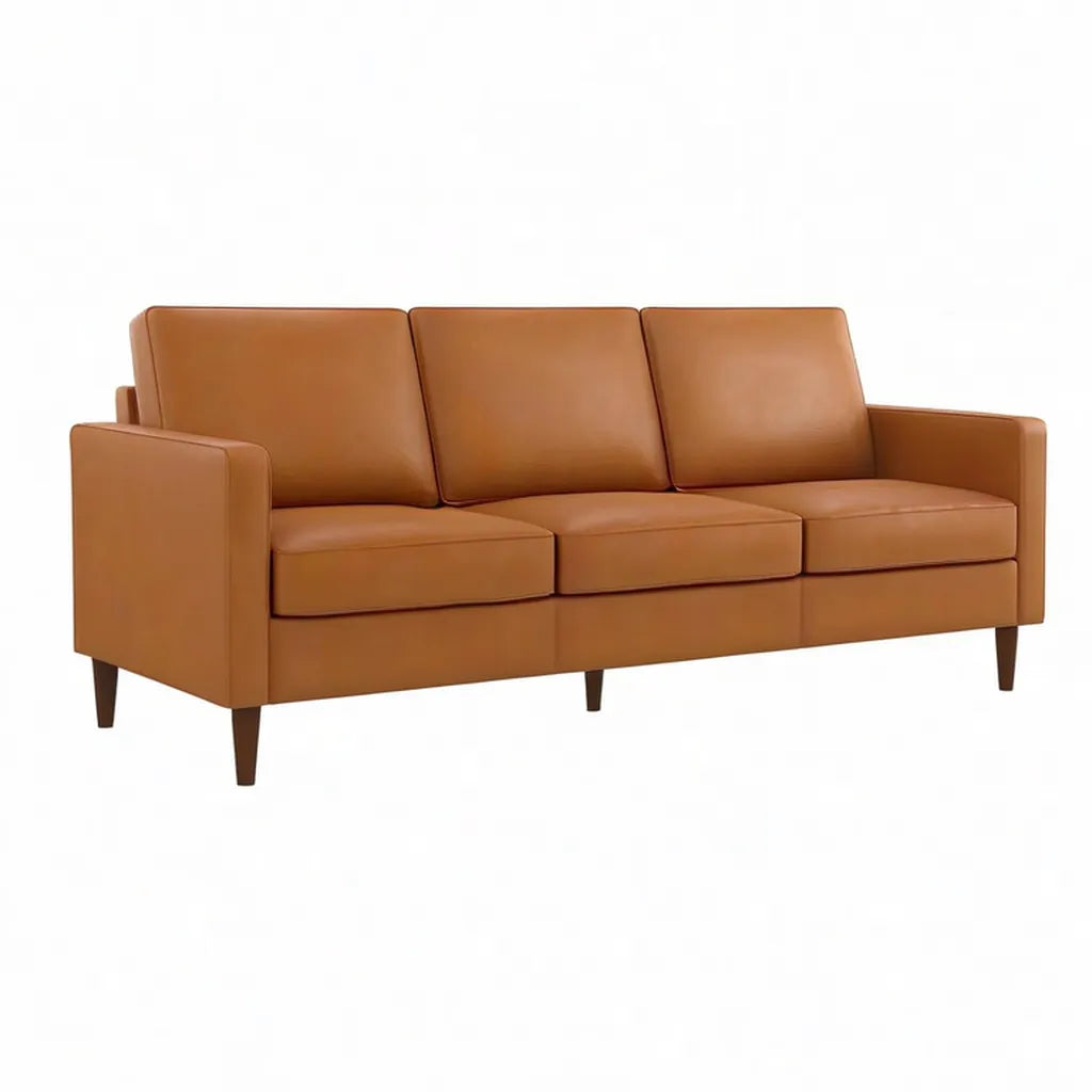 Sofa, 3- kanapa z tworzywa sztucznego PU z 210 x 88 x 86 cm w Cognacbraun