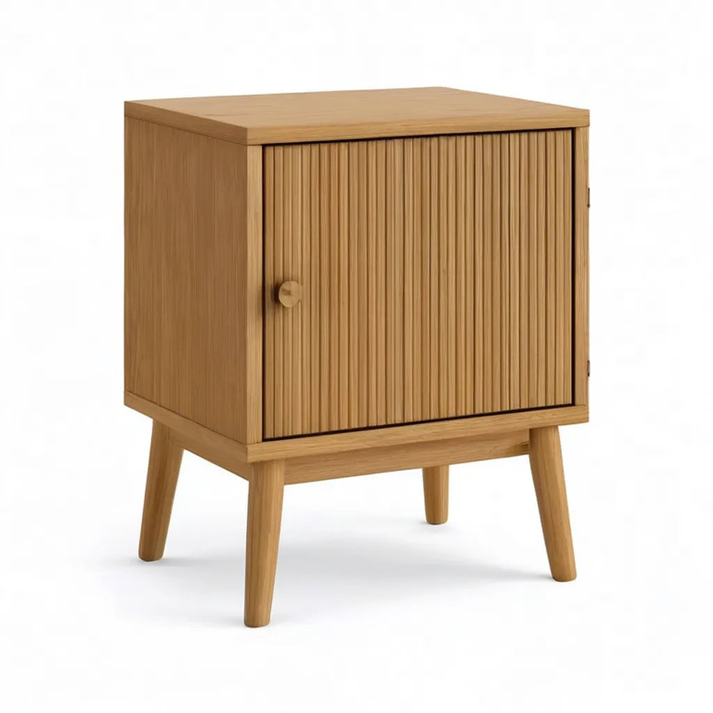 Szafka nocna, Stół z drzwiami 40 x 35 x 60 cm MDF z okleiną dębową prostokątną