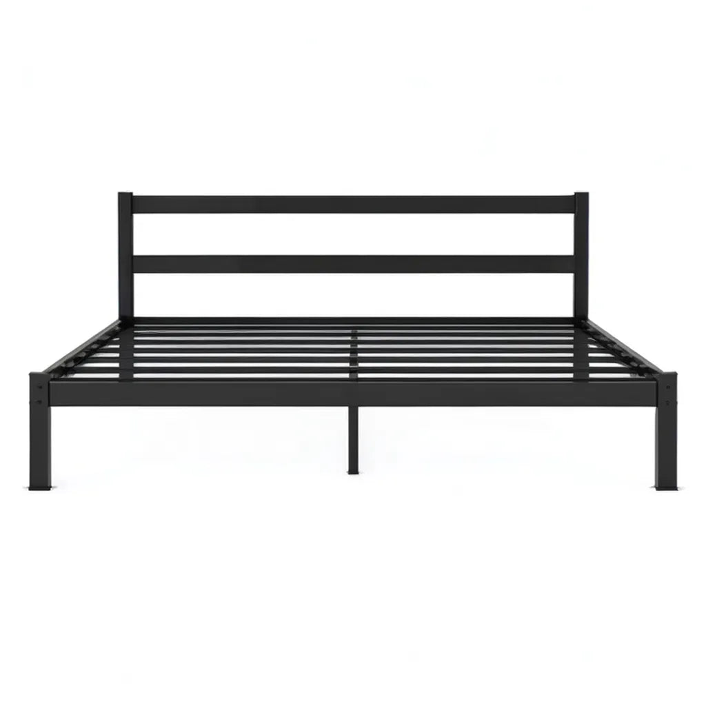 Łóżko, metalowa rama łóżko podwójne 140 x 200 cm stal prostokątna czarny
