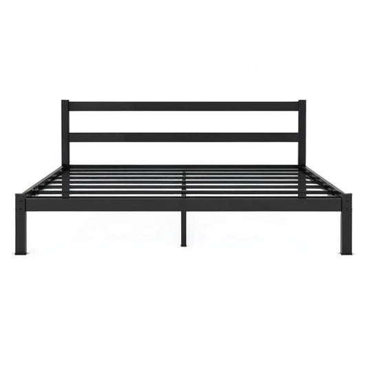 Łóżko, metalowa rama łóżko podwójne 140 x 200 cm stal prostokątna czarny
