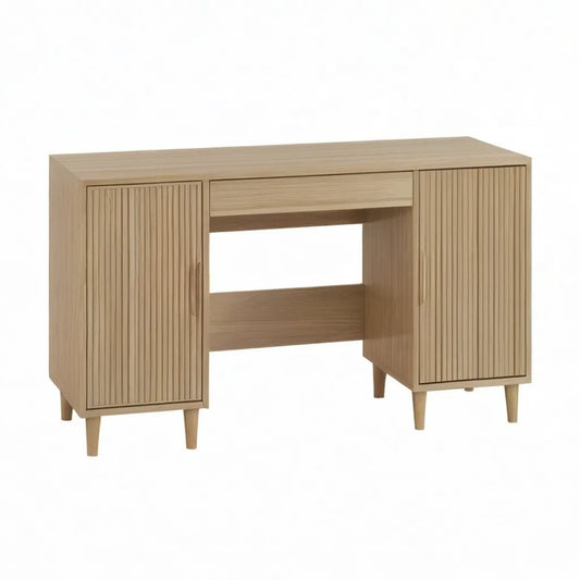 Biurko, Tradycyjne biurko z 2 drzwiami i szufladą 120 x 60 x 75 cm MDF efekt naturalnego dębu prostokątnego